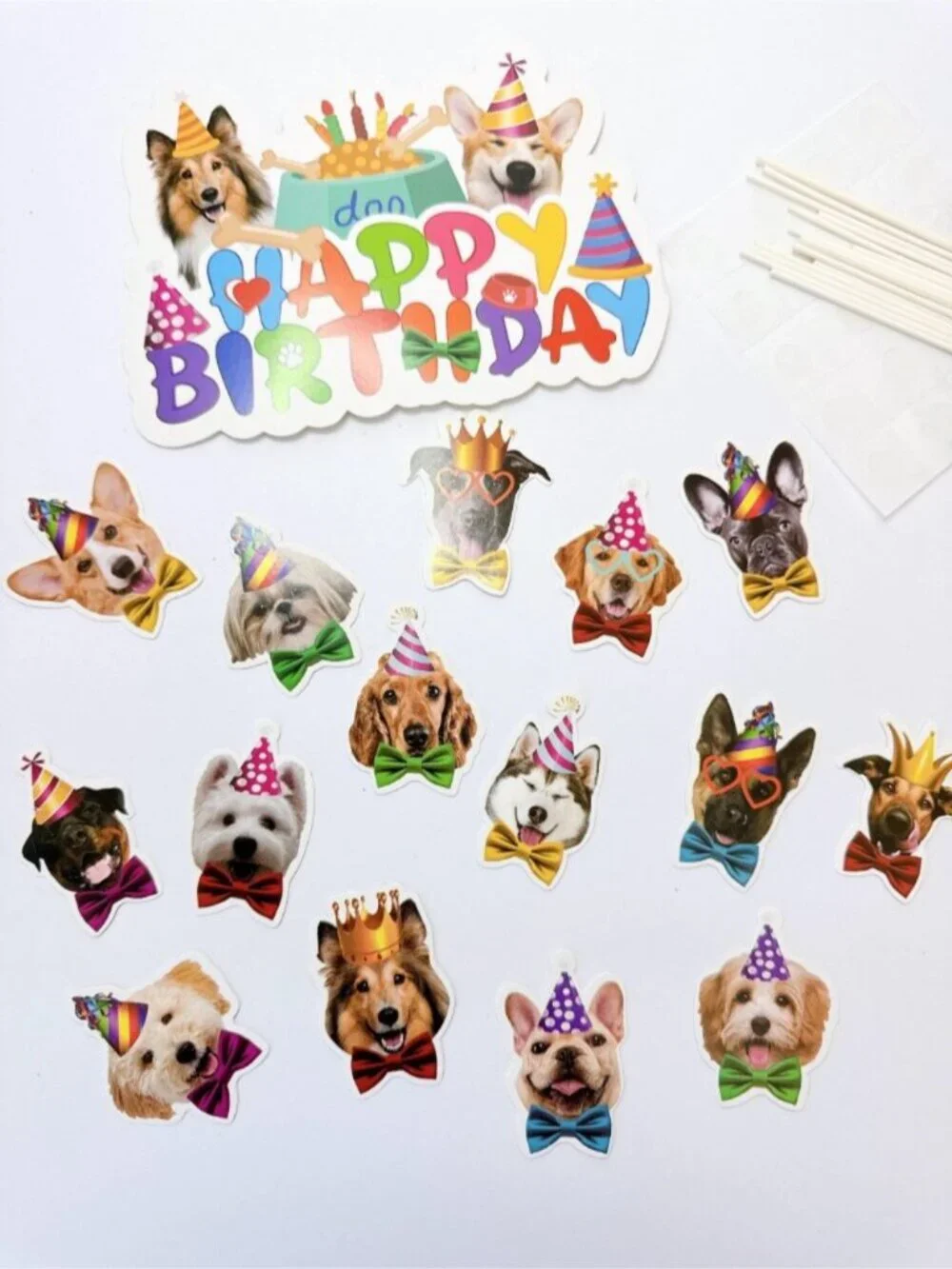 Dog Colorful Themed Birthday Party Decorations Set – Banner, Garland & Toppers